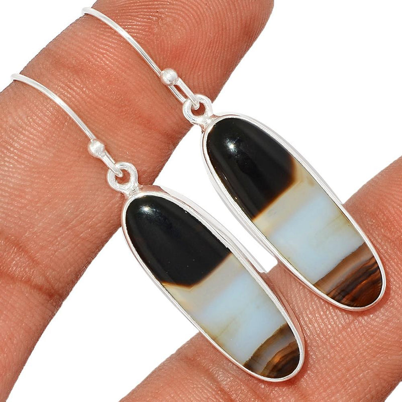 1.7" Black Banden Agate Earrings - BBAE409