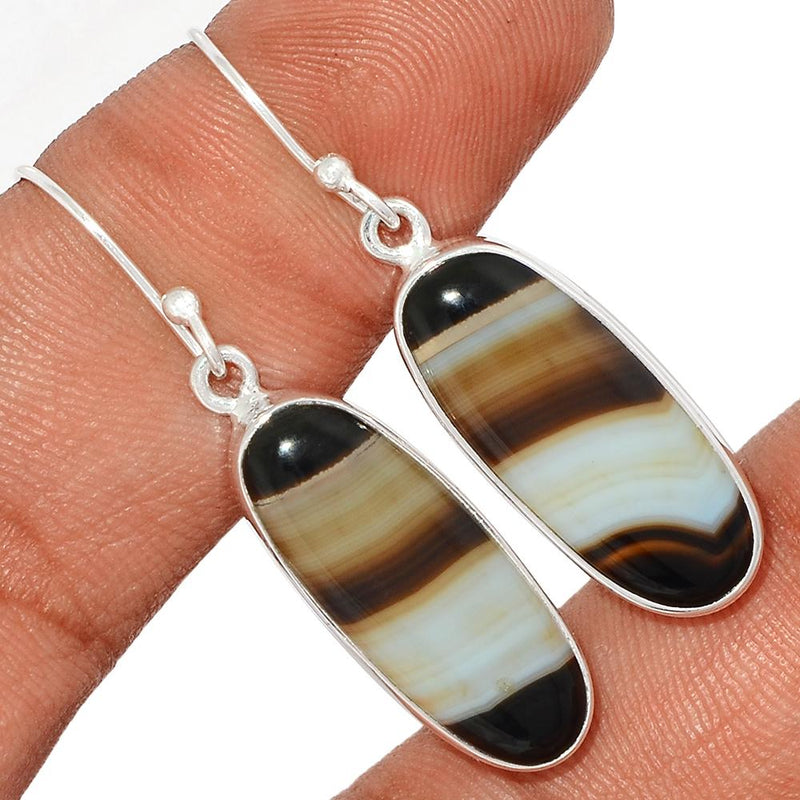 1.7" Black Banden Agate Earrings - BBAE415