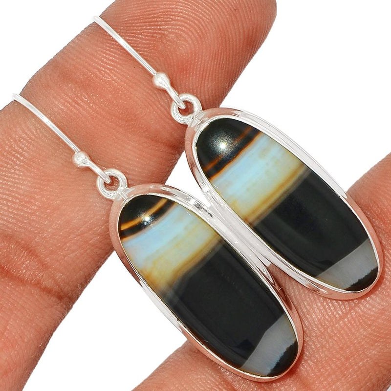 1.8" Black Banden Agate Earrings - BBAE422