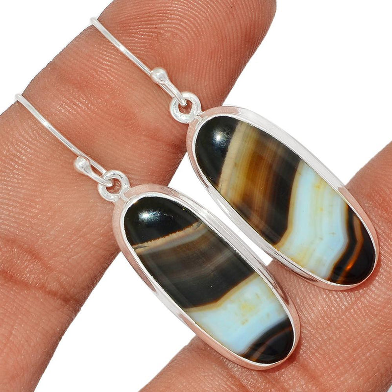 1.7" Black Banden Agate Earrings - BBAE426