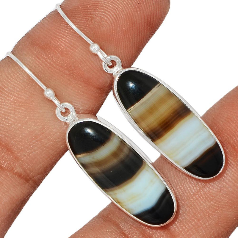 1.7" Black Banden Agate Earrings - BBAE429