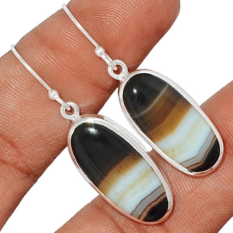 1.7" Black Banden Agate Earrings - BBAE432