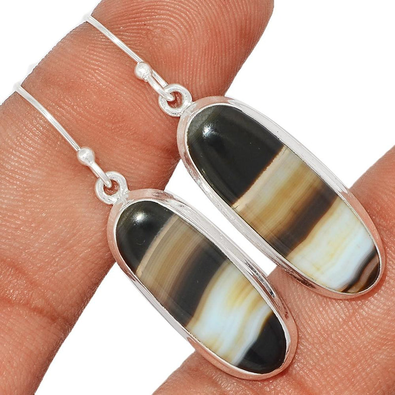 1.7" Black Banden Agate Earrings - BBAE439