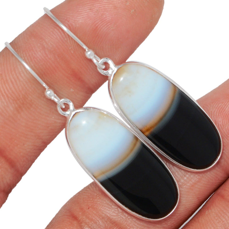 1.8" Black Banded Agate Earrings - BBAE462