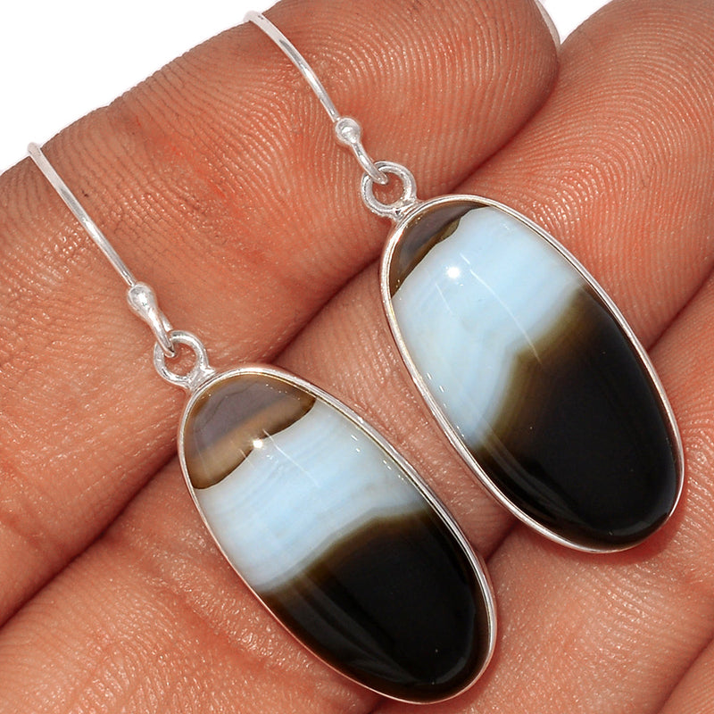 1.7" Black Banded Agate Earrings - BBAE548