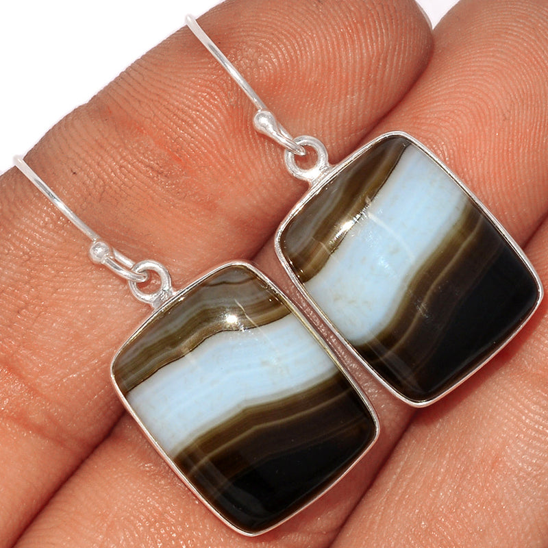 1.5" Black Banded Agate Earrings - BBAE577