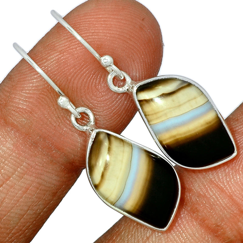 1.5" Black Banded Agate Earrings - BBAE585