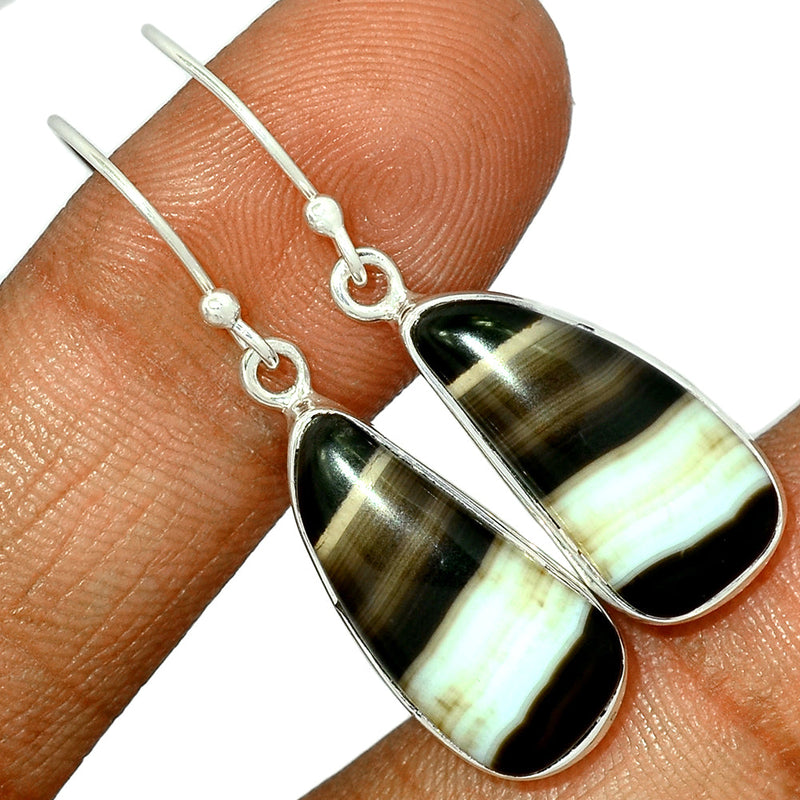 1.6" Black Banded Agate Earrings - BBAE594