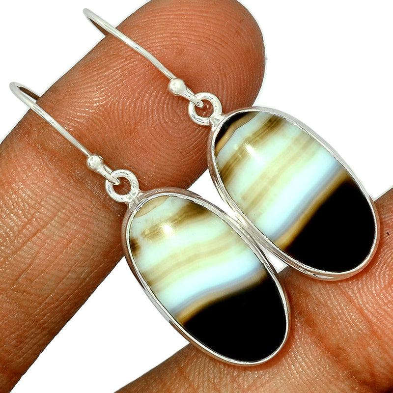 1.6" Black Banded Agate Earrings - BBAE618