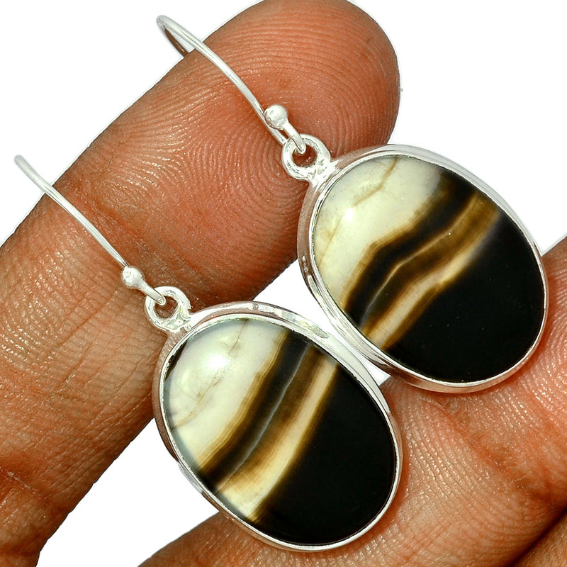 1.6" Black Banded Agate Earrings - BBAE621