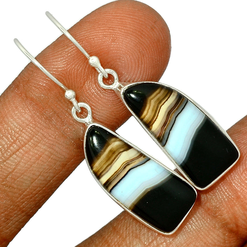 1.6" Black Banded Agate Earrings - BBAE625