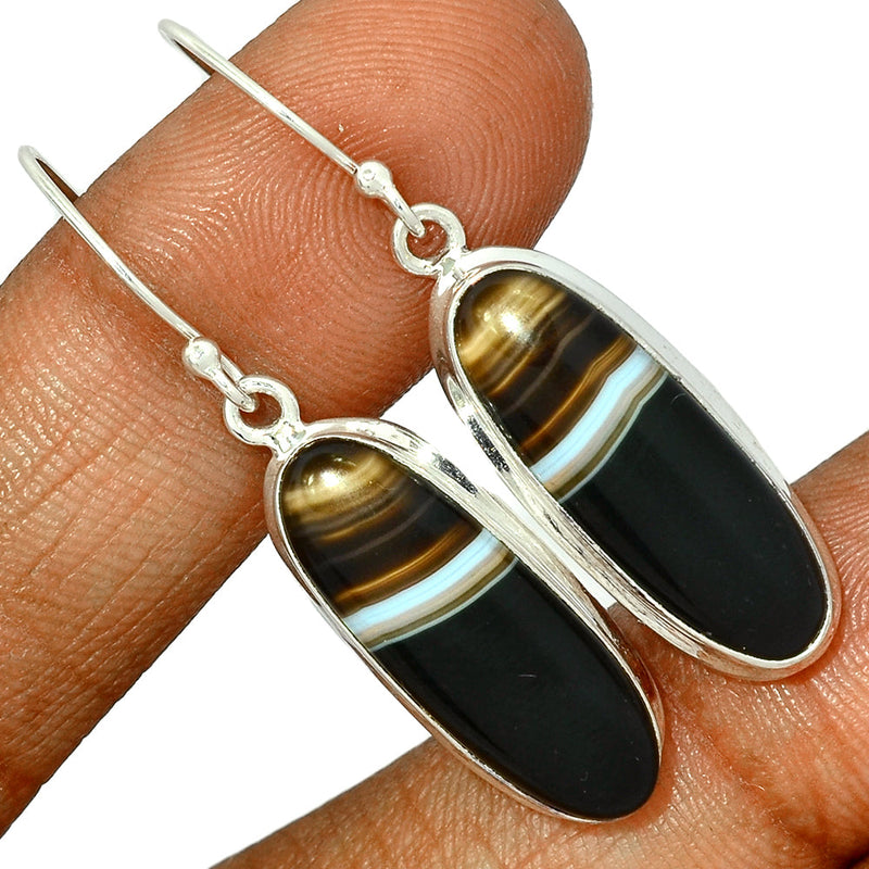 1.7" Black Banded Agate Earrings - BBAE630