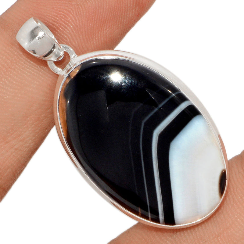 1.7" Black Banded Agate Pendants - BBAP1192