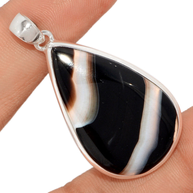 1.8" Black Banded Agate Pendants - BBAP1195