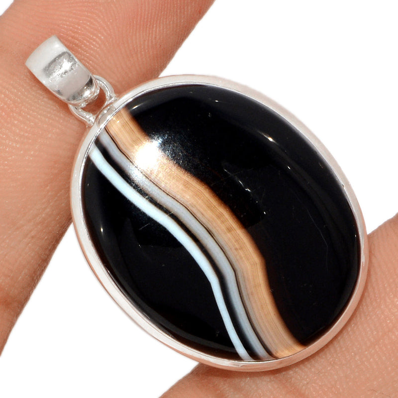 1.6" Black Banded Agate Pendants - BBAP1210