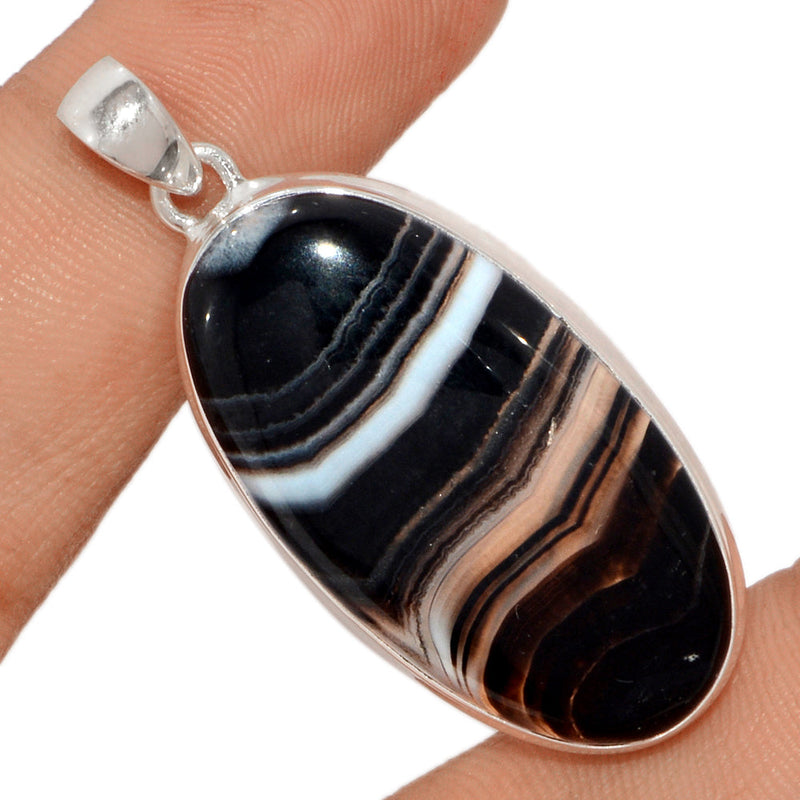 1.8" Black Banded Agate Pendants - BBAP1218