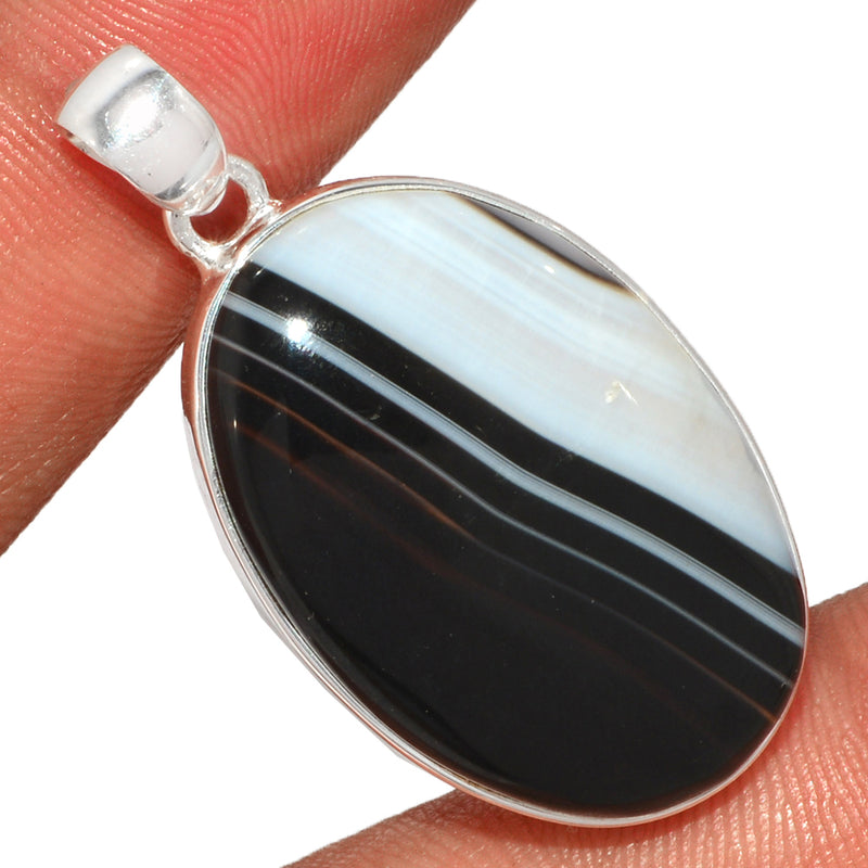 1.6" Black Banded Agate Pendants - BBAP1221