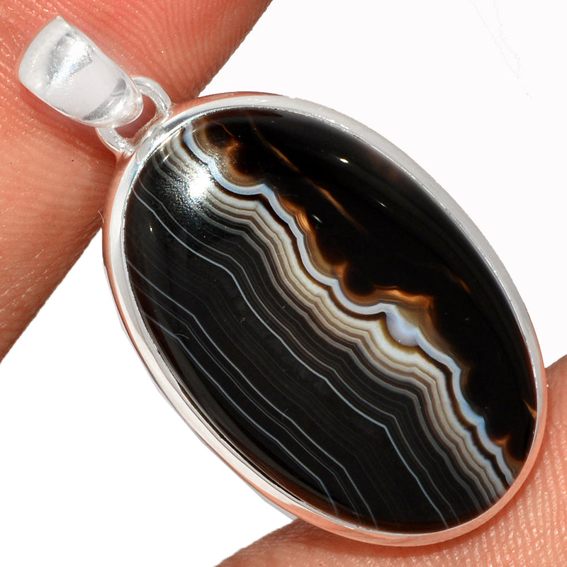 1.6" Black Banded Agate Pendants - BBAP1237