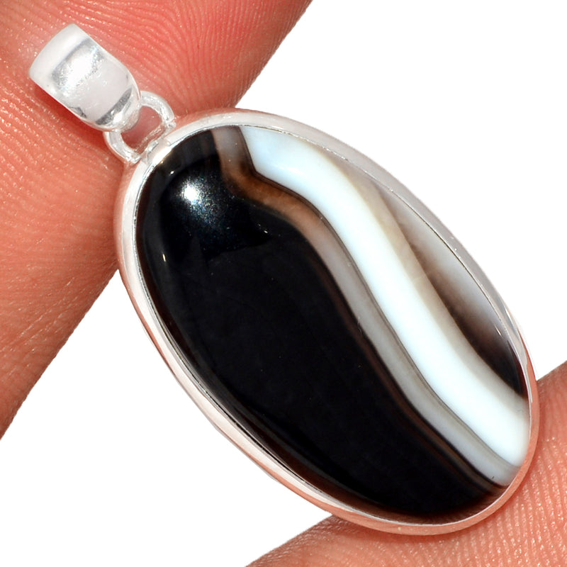 1.7" Black Banded Agate Pendants - BBAP1241