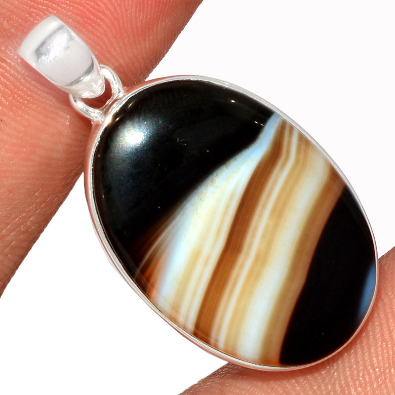 1.5" Black Banded Agate Pendants - BBAP1242