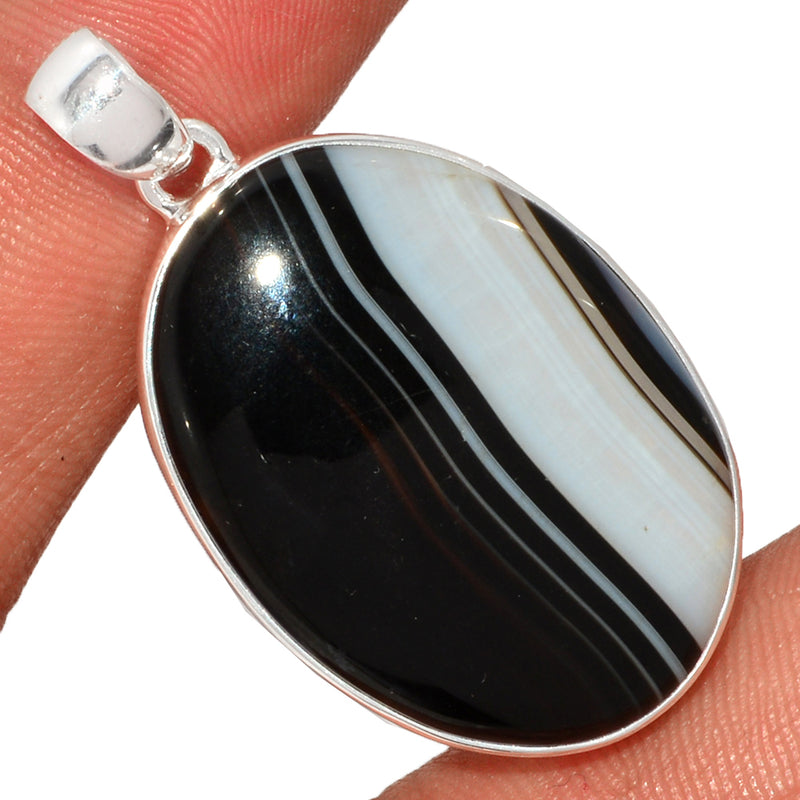 1.6" Black Banded Agate Pendants - BBAP1246