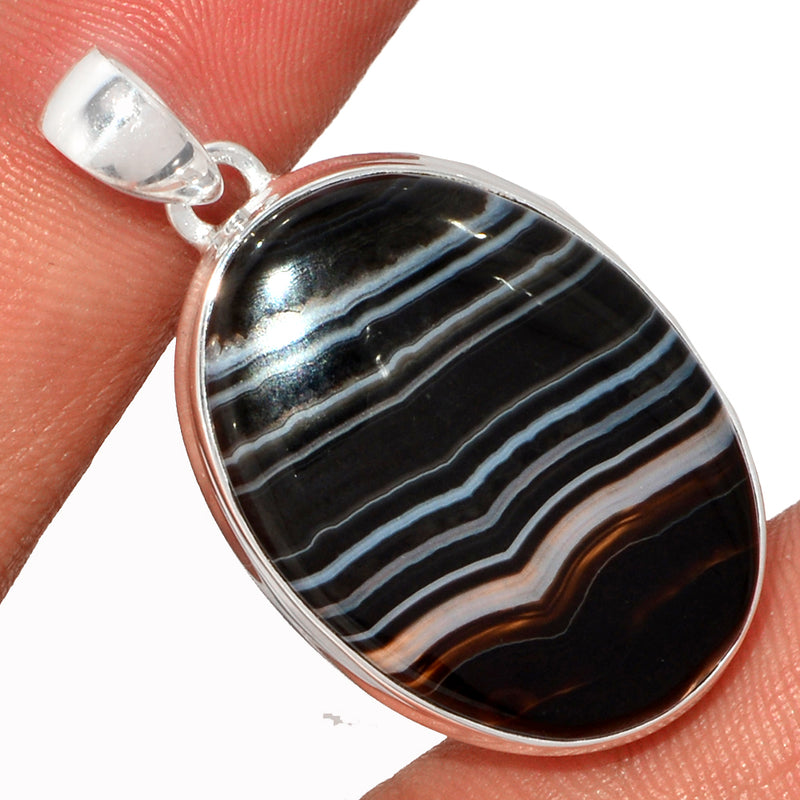 1.5" Black Banded Agate Pendants - BBAP1249