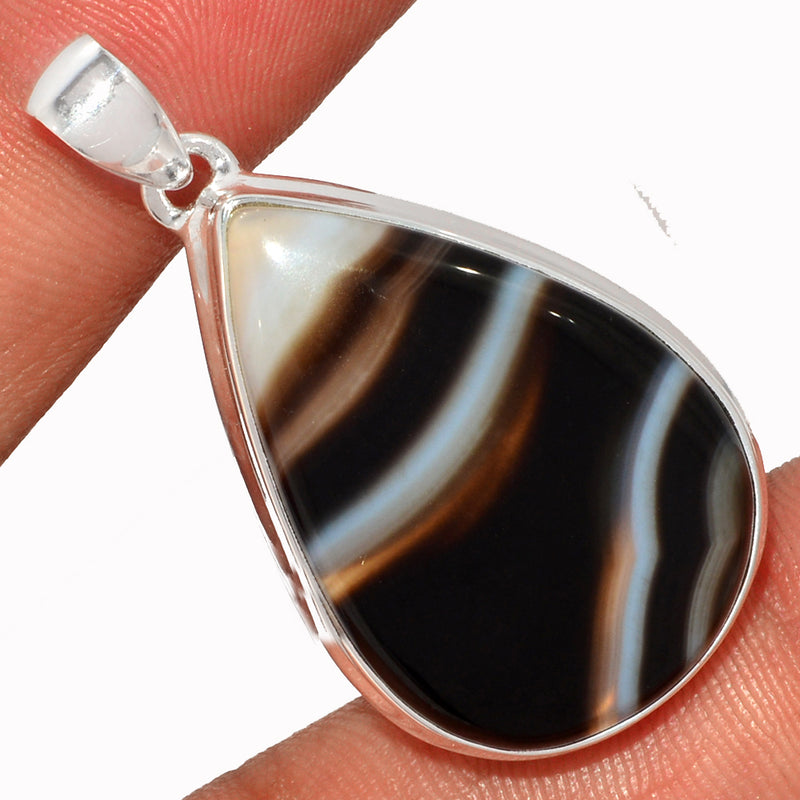 1.6" Black Banded Agate Pendants - BBAP1252