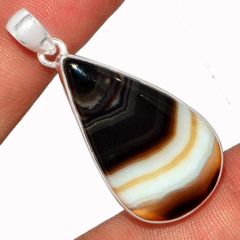 1.7" Black Banded Agate Pendants - BBAP1257