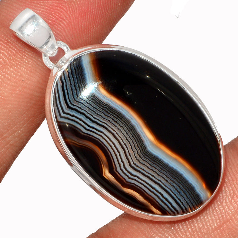 1.7" Black Banded Agate Pendants - BBAP1262
