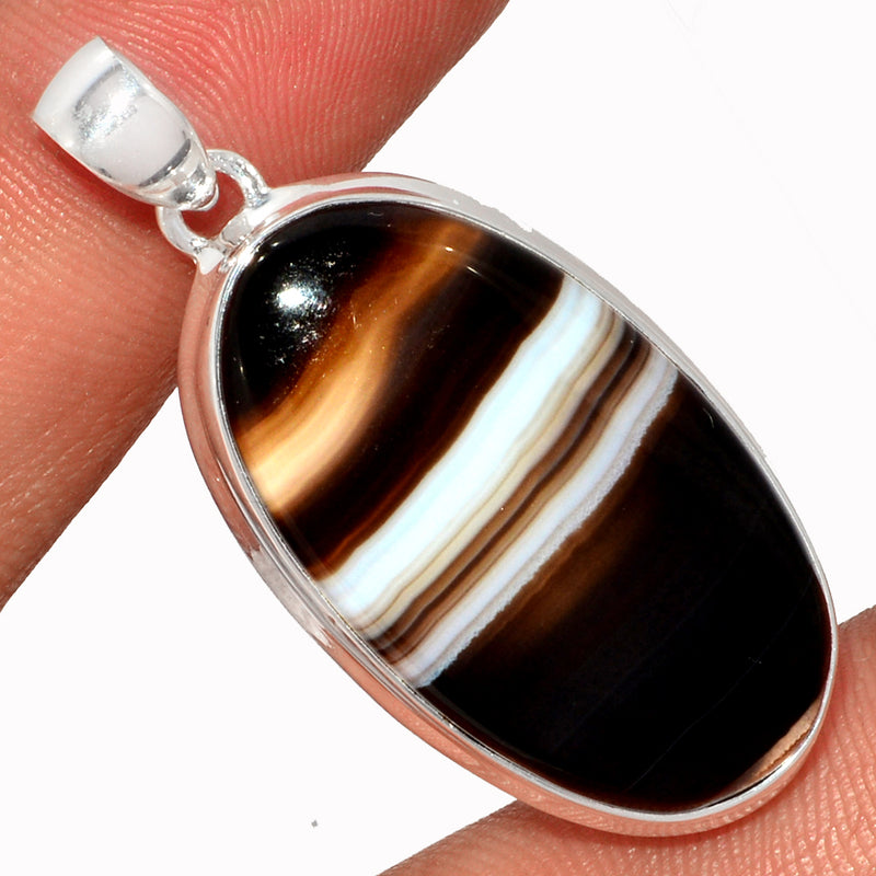 1.7" Black Banded Agate Pendants - BBAP1266