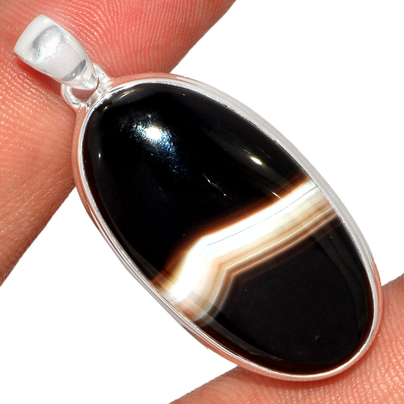 1.7" Black Banded Agate Pendants - BBAP1270