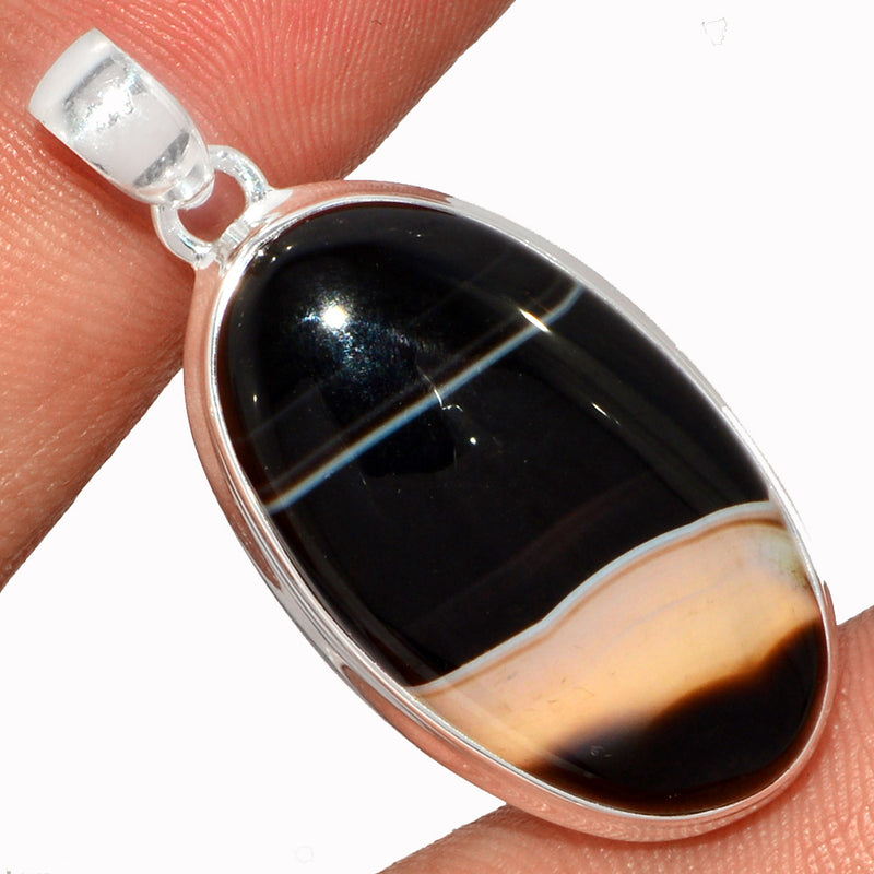 1.6" Black Banded Agate Pendants - BBAP1278