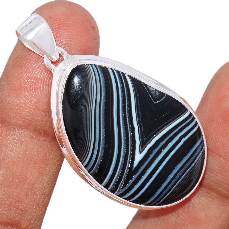 1.8" Black Banded Agate Pendants - BBAP1317