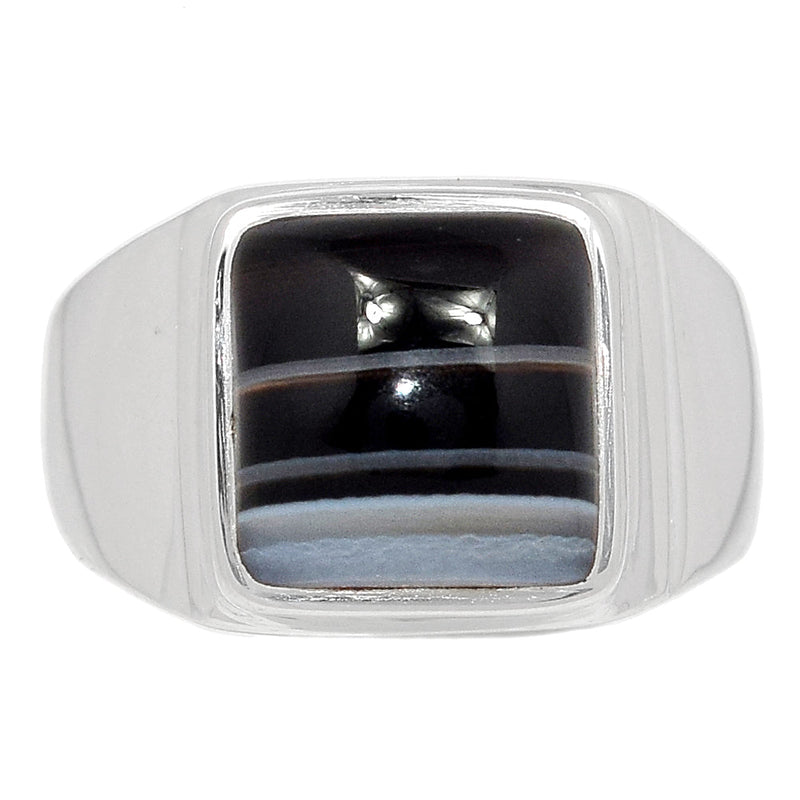 Solid - Black Banded Agate Ring - BBAR1024