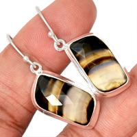Faceted Banded Agate Earring-BBFE165