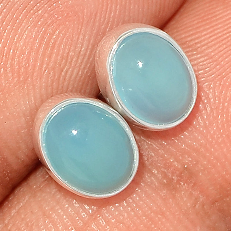 Blue Chalcedony Studs - BCDS138