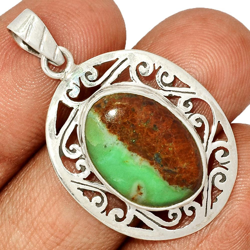 1.6" Fine Filigree - Boulder Chrysoprase Pendants - BCPP686