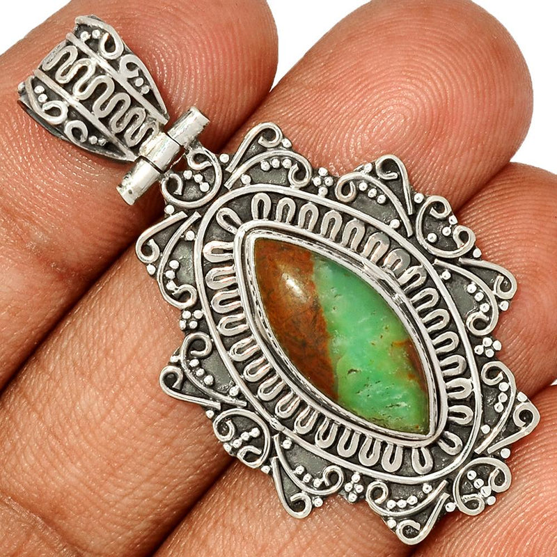 2" Fine Filigree - Boulder Chrysoprase Pendants - BCPP687