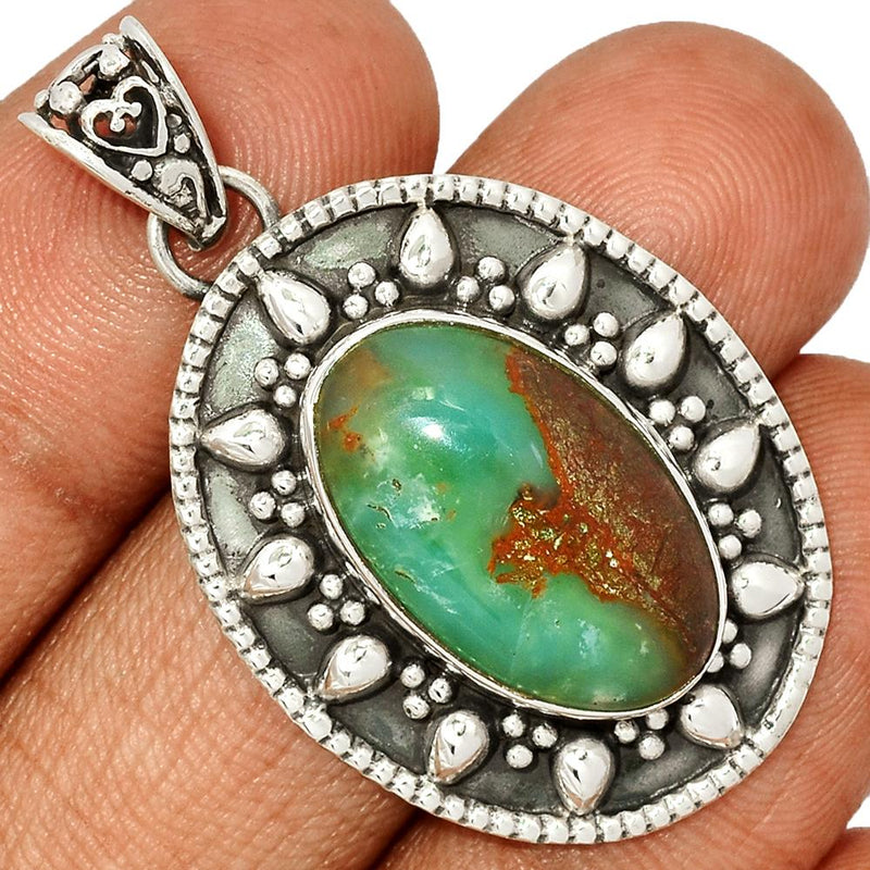 1.7" Fine Filigree - Boulder Chrysoprase Pendants - BCPP688