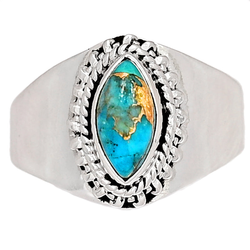 5*10 MM - Fine Filigree - Blue Copper Turquoise Silver Ring - BCTR1438