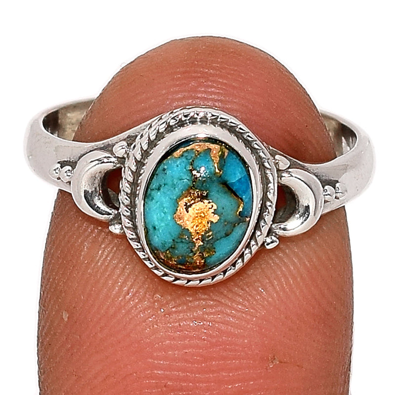 Small Filigree - Blue Copper Turquoise Ring - BCTR1644