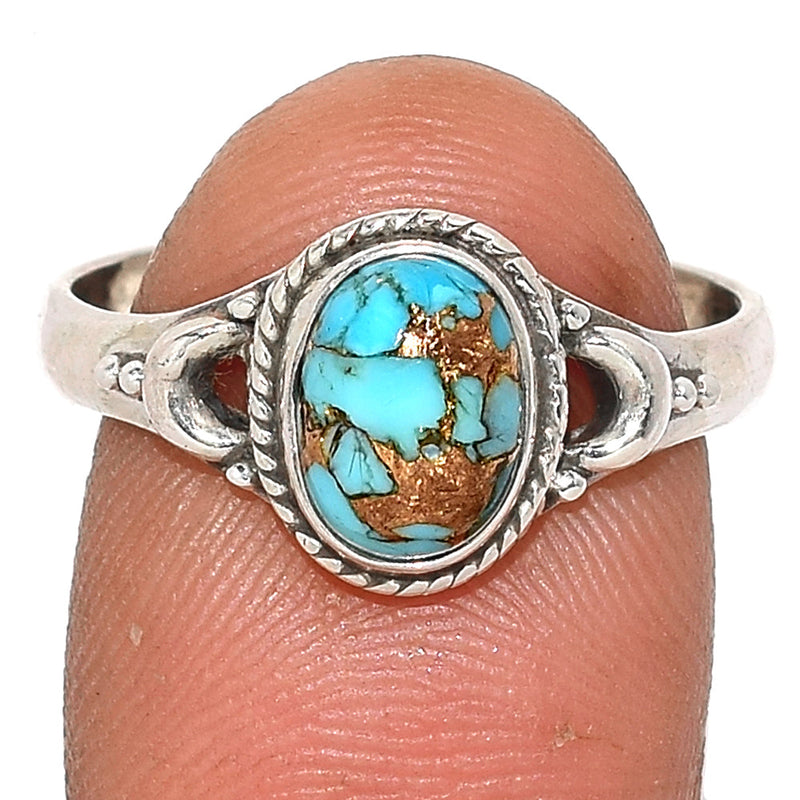Small Filigree - Blue Copper Turquoise Ring - BCTR1656