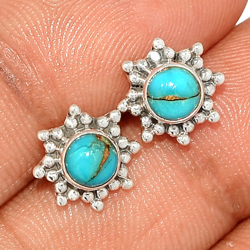 Small Filigree - Blue Copper Turquoise Studs - BCTS318