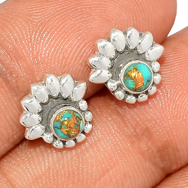 Small Filigree - Blue Copper Turquoise Studs - BCTS324