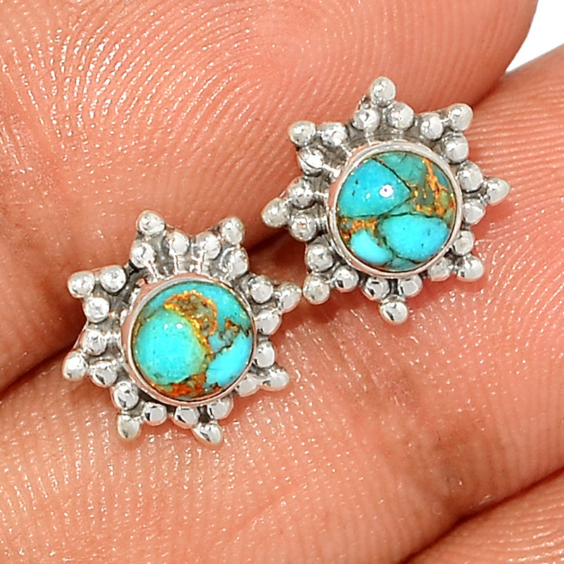 Small Filigree - Blue Copper Turquoise Studs - BCTS325