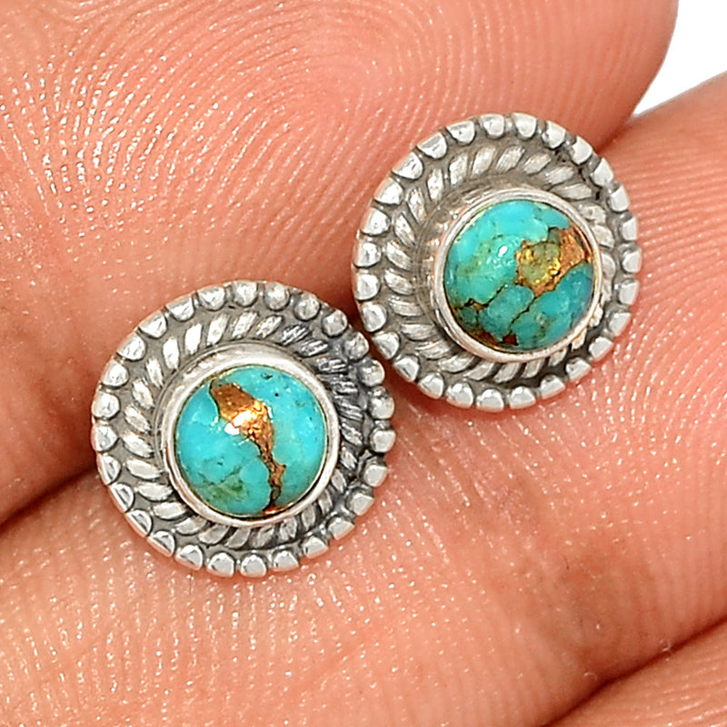 Blue Copper Turquoise Studs - BCTS327