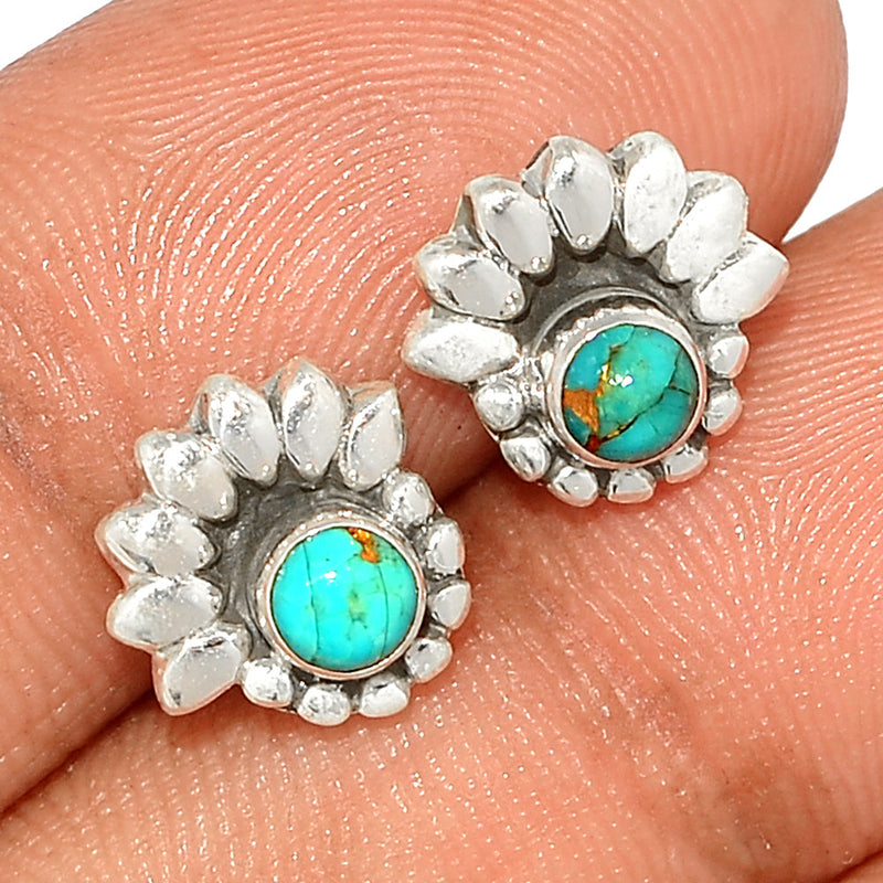 Small Filigree - Blue Copper Turquoise Studs - BCTS330