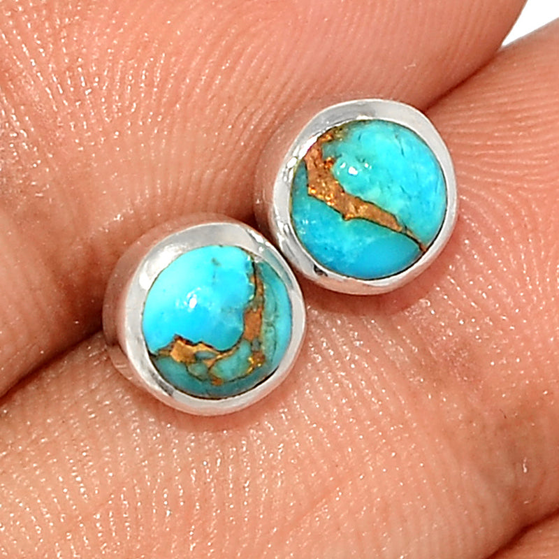 Blue Copper Turquoise Studs - BCTS338