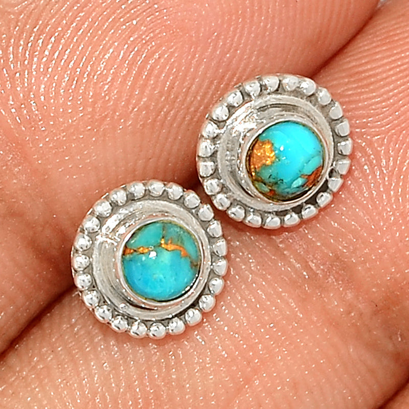 Small Filigree - Blue Copper Turquoise Studs - BCTS347