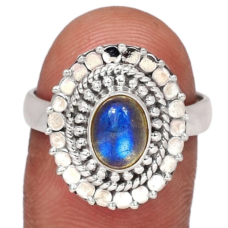6*8 MM - Fine Filigree - Blue Fire Labradorite Silver Ring - BFLR3891